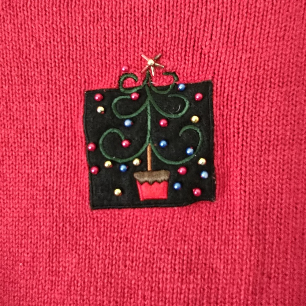 VTG Women's Sz Medium Button Up Christmas Ugly Sweater Ramie Cotton Boxy *Flawed - Picture 11 of 15